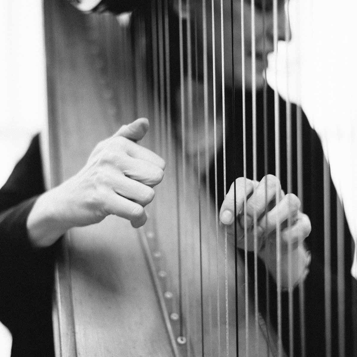 Olga playing harp